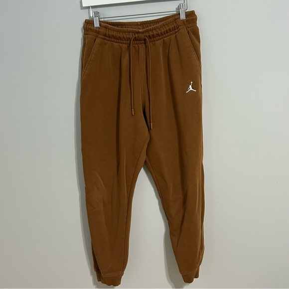 Nike Jordan Brown Casual Fleece Sweatpants Relaxed Fit Joggers Men’s Size Medium - Picture 3 of 8